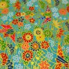 tissu japonais fleurs grues et mer
